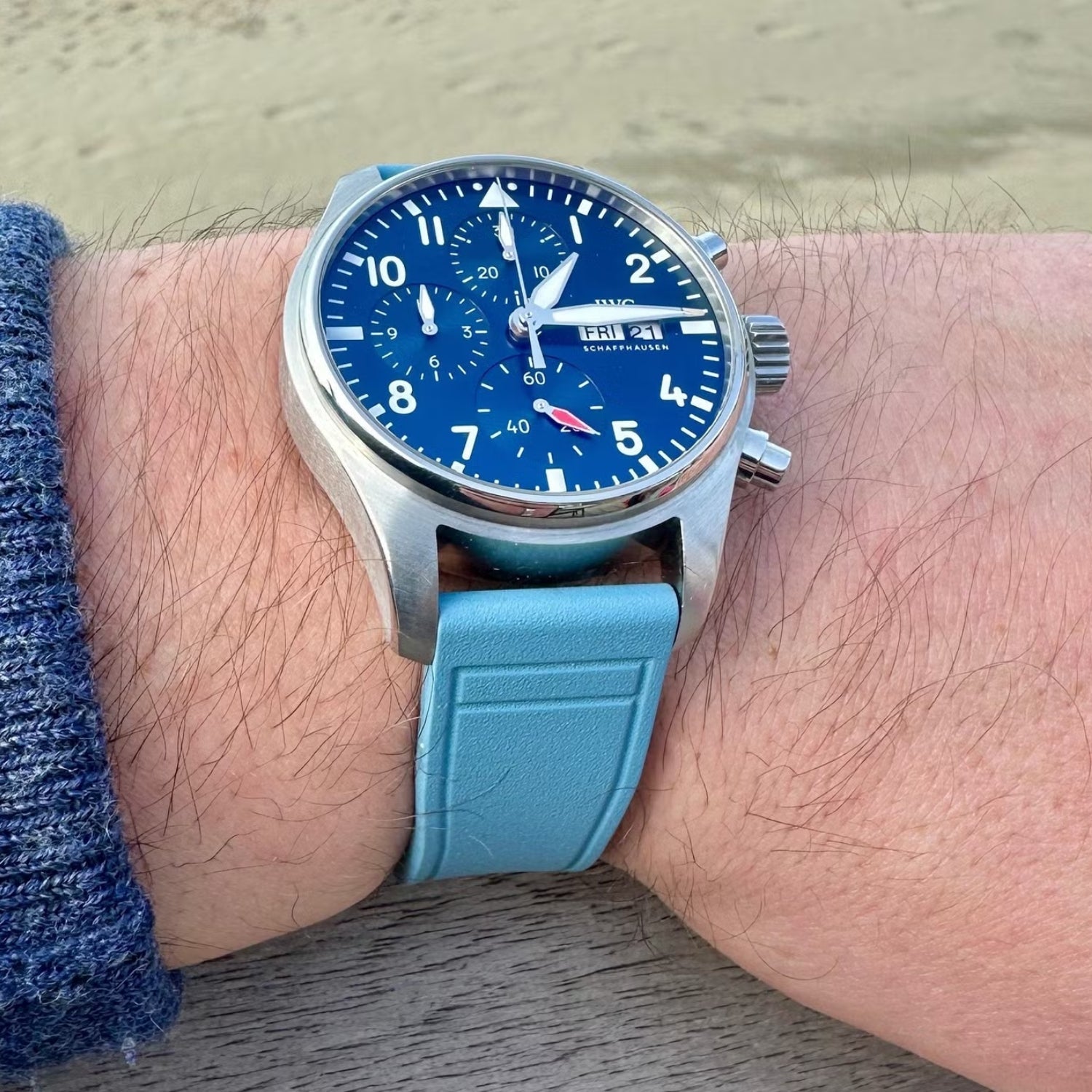 FKM Kautschukarmband – Für IWC Portugieser/Aquatimer/Alle Pilot Modelle/Portugieser/Portofino – Hell Blau - Helvetus DE