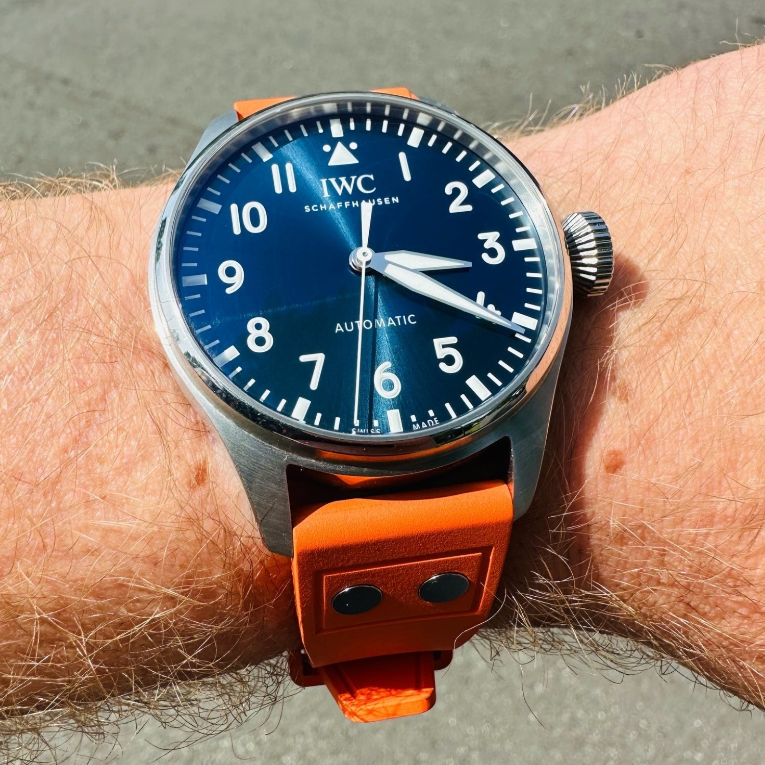 FKM Kautschukarmband – Für IWC Portugieser/Aquatimer/Alle Pilot Modelle/Portugieser/Portofino – Orange - Mit Nieten - Helvetus DE