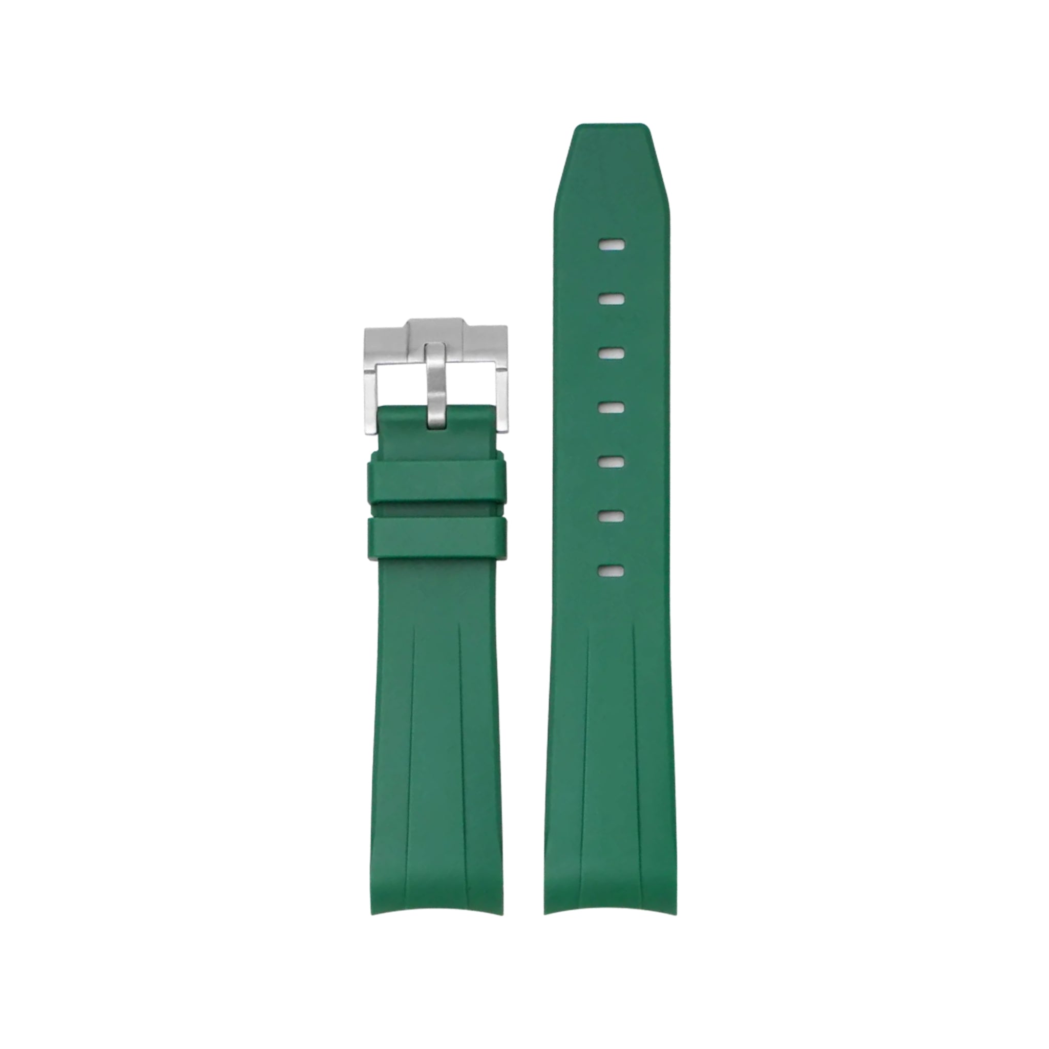 Gebogenes FKM Kautschukarmband – Universelle Passform – Grün (20mm / 21mm / 22mm) - Helvetus DE