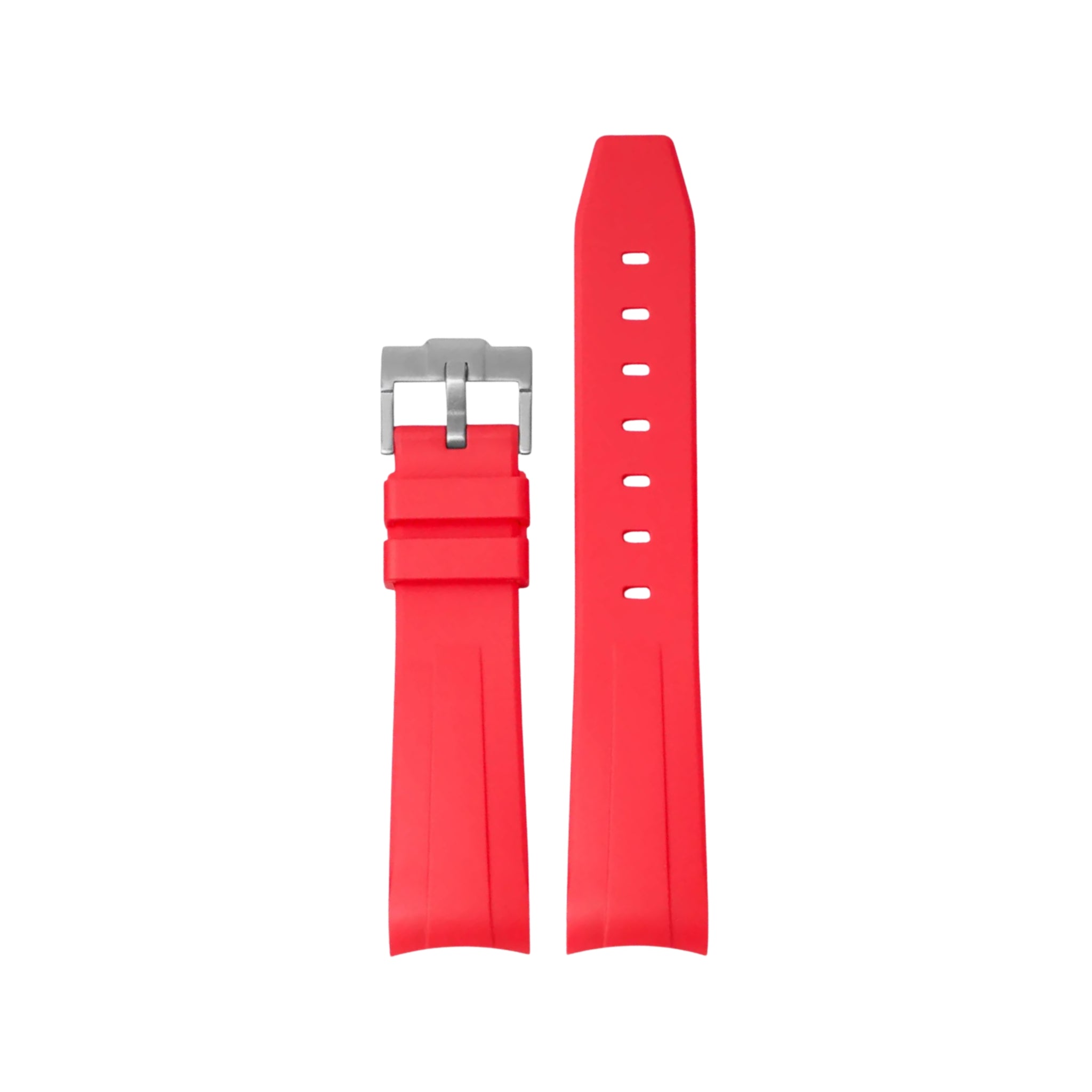 Gebogenes FKM Kautschukarmband – Universelle Passform – Rot (20mm / 21mm / 22mm) - Helvetus DE