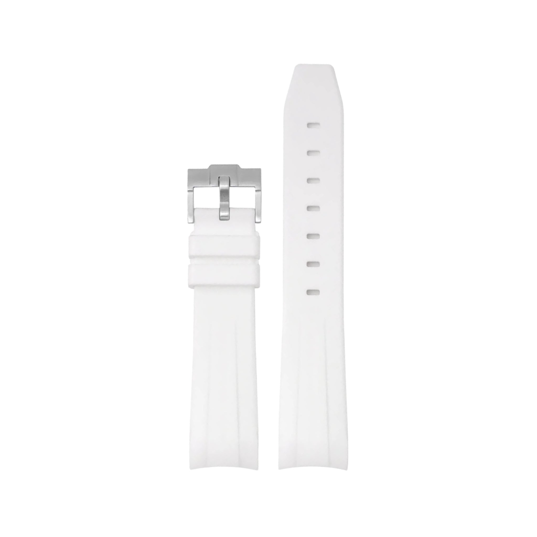 Gebogenes FKM Kautschukarmband – Universelle Passform – Weiss (20mm / 21mm / 22mm) - Helvetus DE
