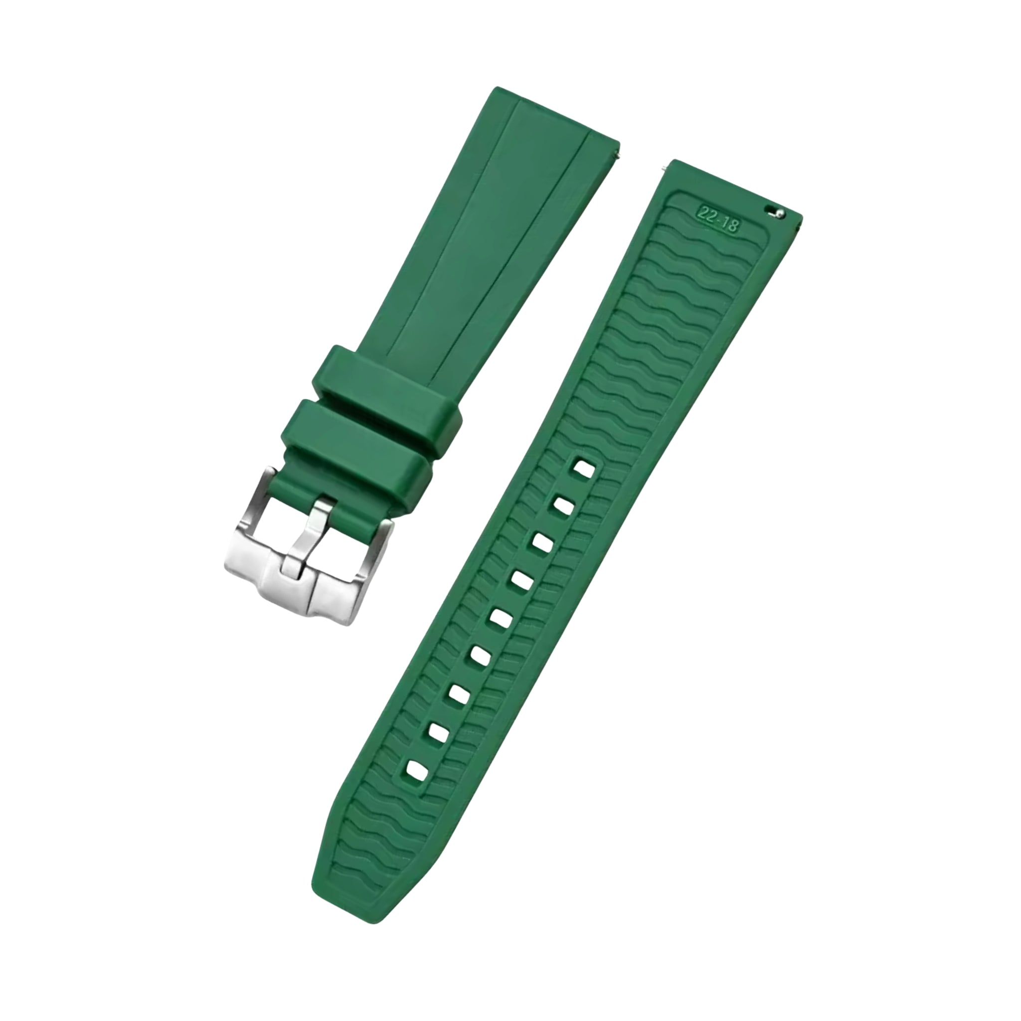 Gerades FKM Kautschukarmband – Universelle Passform – Grün (20mm / 22mm / 24mm) - Helvetus DE
