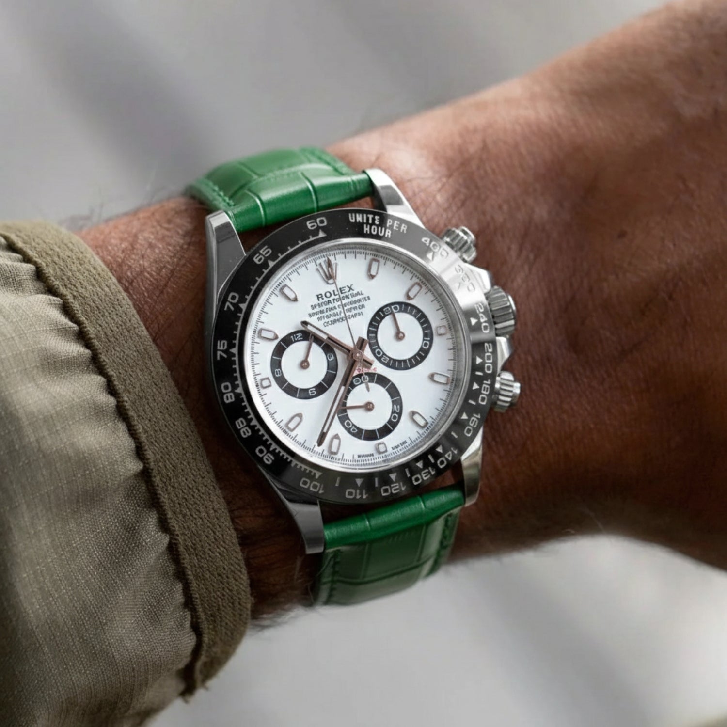 Grünes Alligator Leder Uhrenarmband – Handgefertigtes Ersatzband – Helvetus®