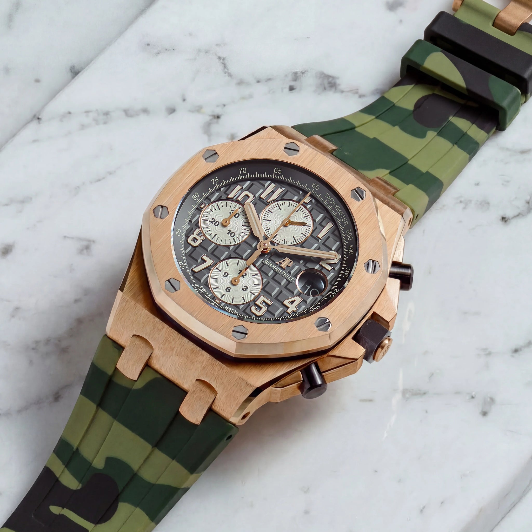 Kautschuk Armband - für alle Audemars Piguet Offshore 42mm - Militär Camo - Helvetus