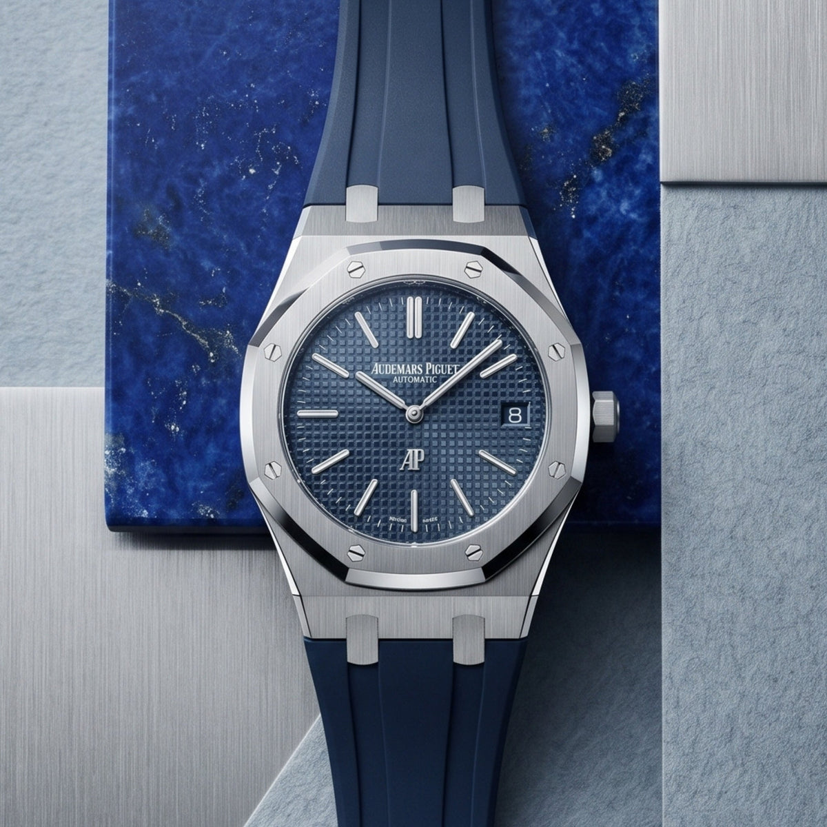 Kautschuk Armband - für alle Audemars Piguet Royal Oak 39mm - Dunkel Blau - Helvetus