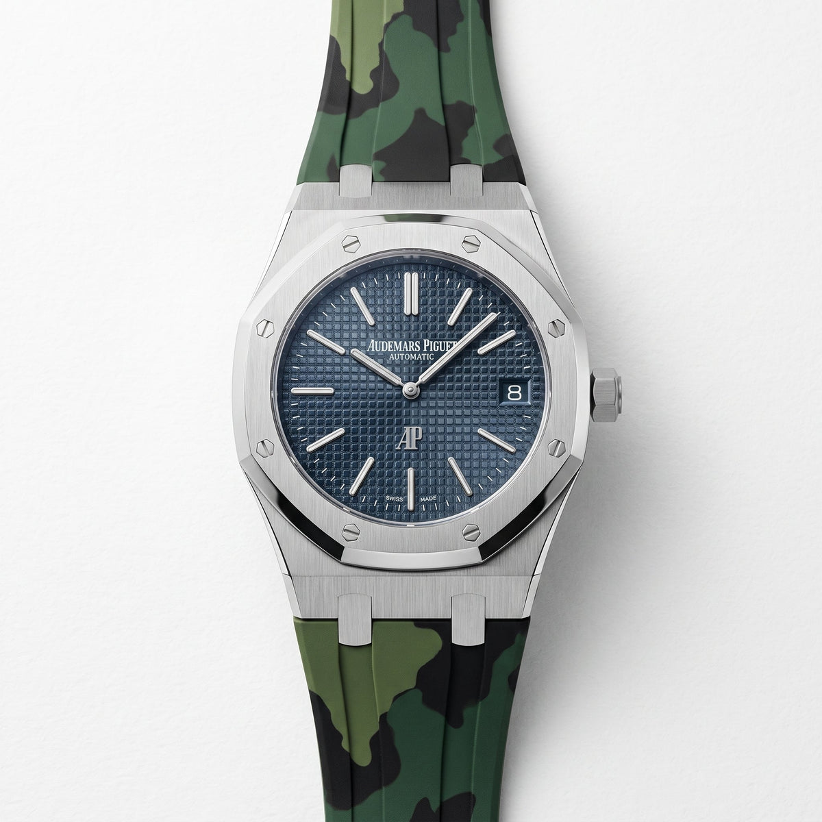 Kautschuk Armband - für alle Audemars Piguet Royal Oak 39mm - Grün Camouflage - Helvetus