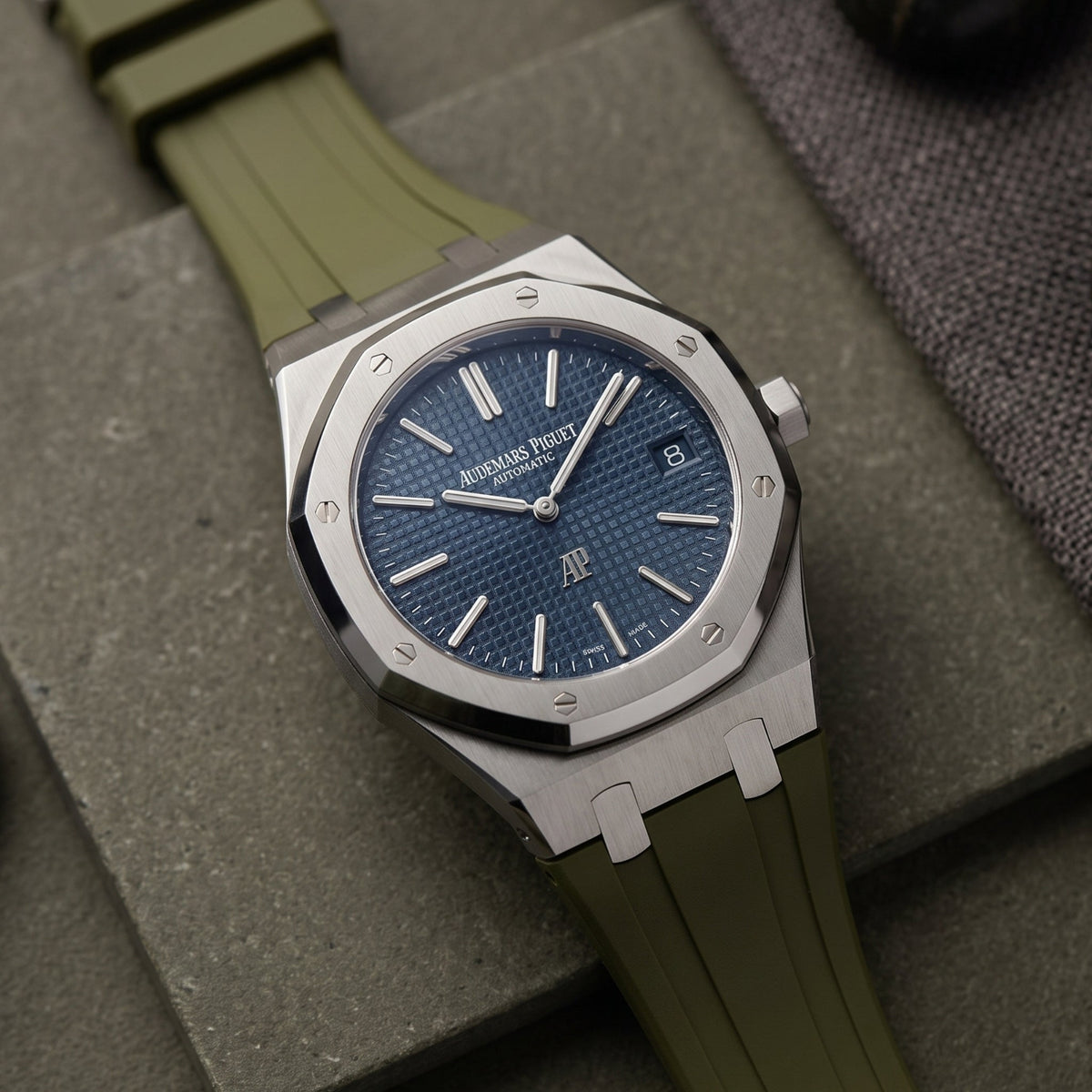 Kautschuk Armband - für alle Audemars Piguet Royal Oak 39mm - Olivgrün - Helvetus