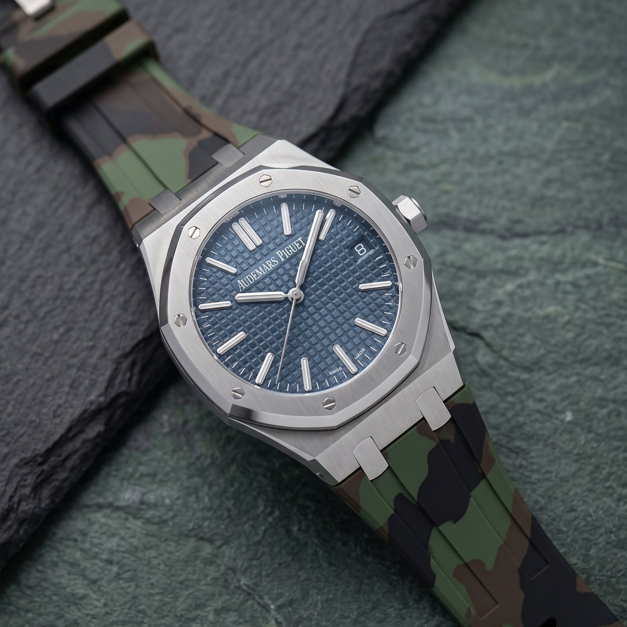 Kautschuk Armband - für alle Audemars Piguet Royal Oak 41mm - Militär Camouflage - Helvetus