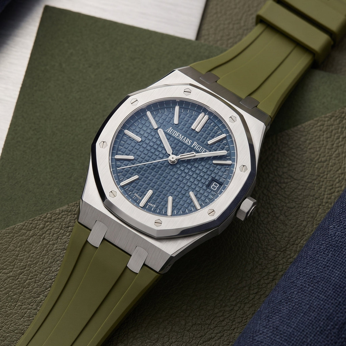 Kautschuk Armband - für alle Audemars Piguet Royal Oak 41mm - Olivgrün - Helvetus