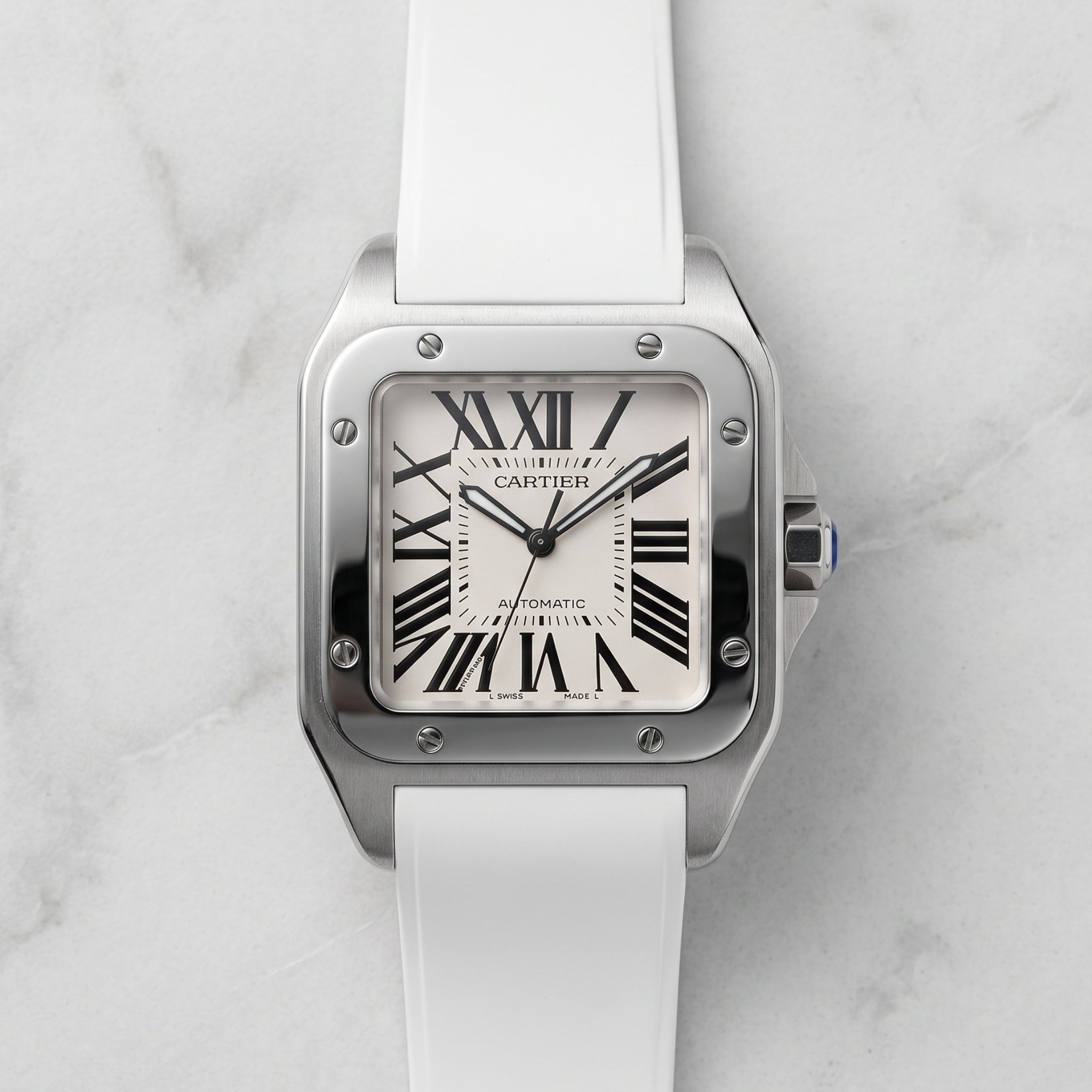 Kautschuk Armband für Cartier Santos 100 – Weiss - Helvetus