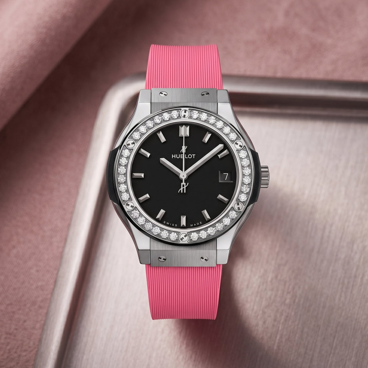 Kautschuk Armband – Für Hublot Damen Modell – Pink - Helvetus