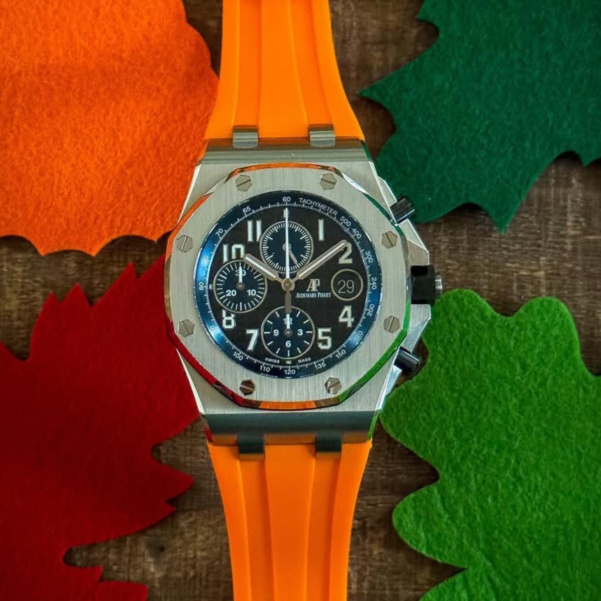 Kautschuk Armband - für alle Audemars Piguet Offshore 42mm - Orange - Helvetus DE