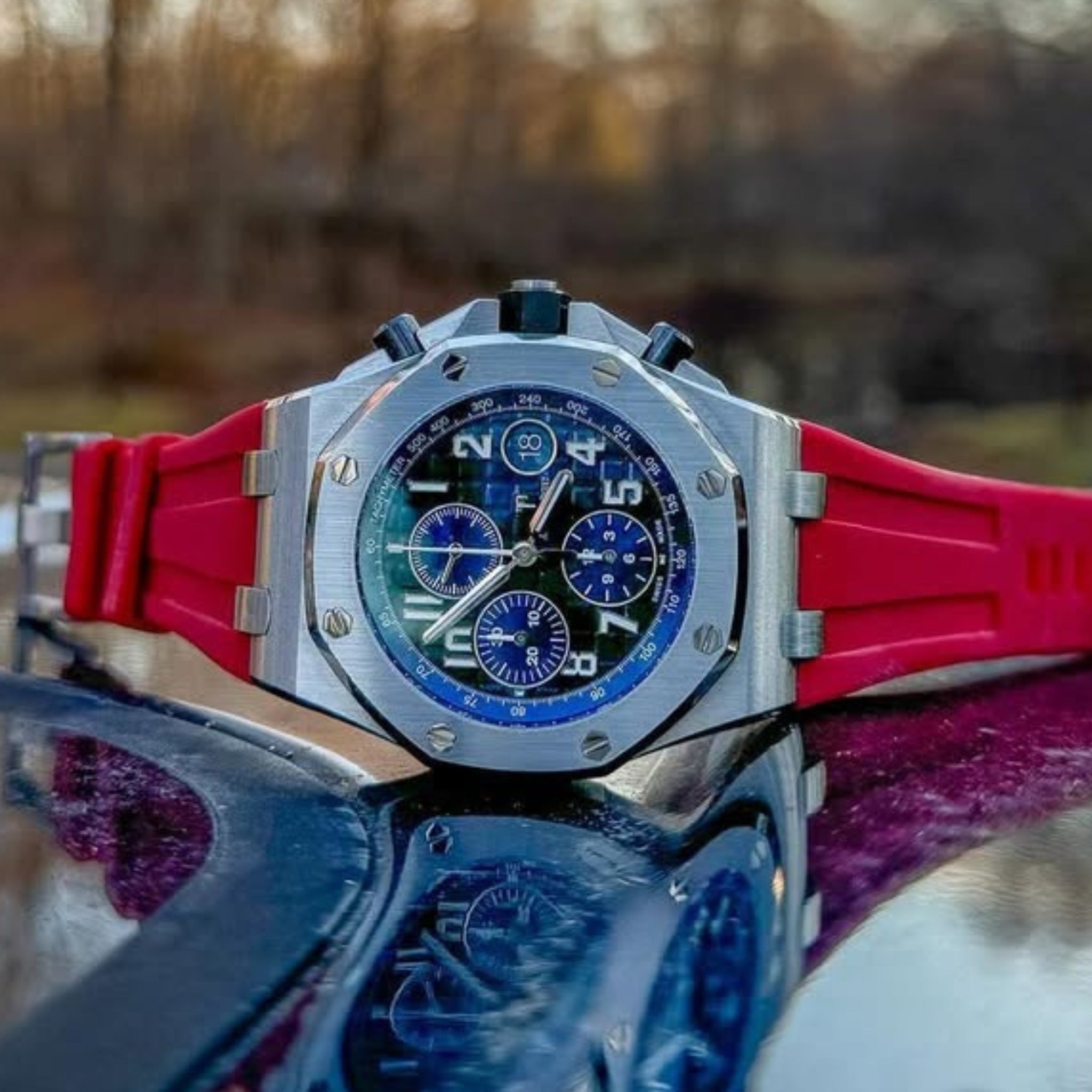 Kautschuk Armband - für alle Audemars Piguet Offshore 42mm - Rot - Helvetus DE