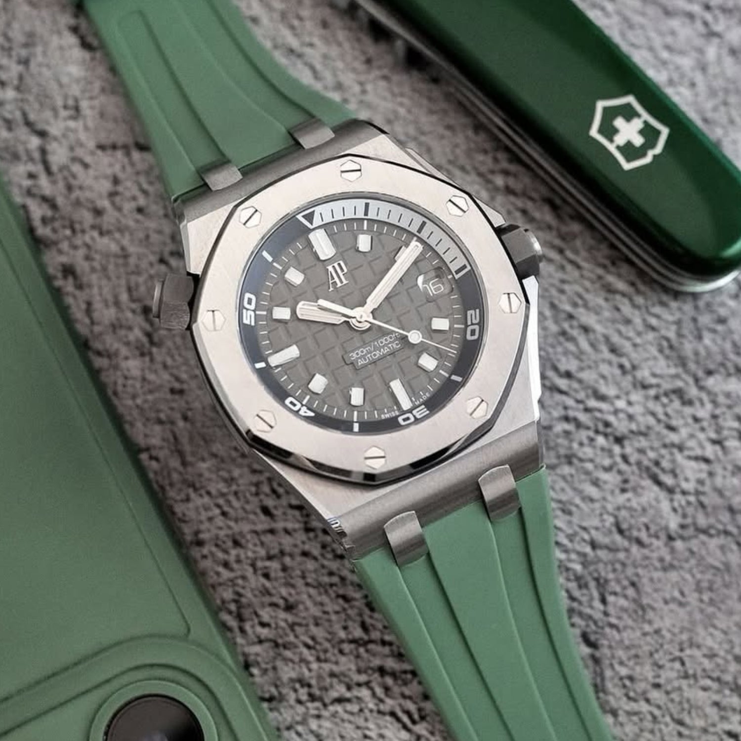 Kautschuk Armband - für alle Audemars Piguet Offshore Diver - Grün - Helvetus DE