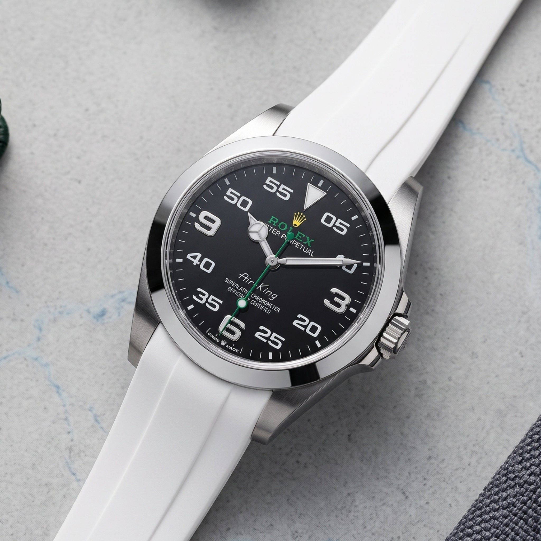 Kautschukarmband für Rolex Air-King 126900/116900 – Weiss - Helvetus