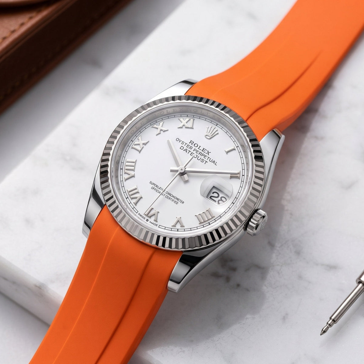 Kautschukarmband für Rolex Datejust 36 – Orange - Helvetus