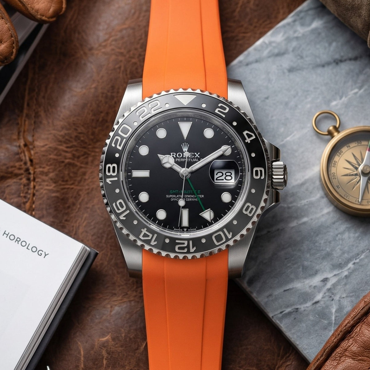 Kautschukarmband für Rolex GMT-Master II – Orange - Helvetus