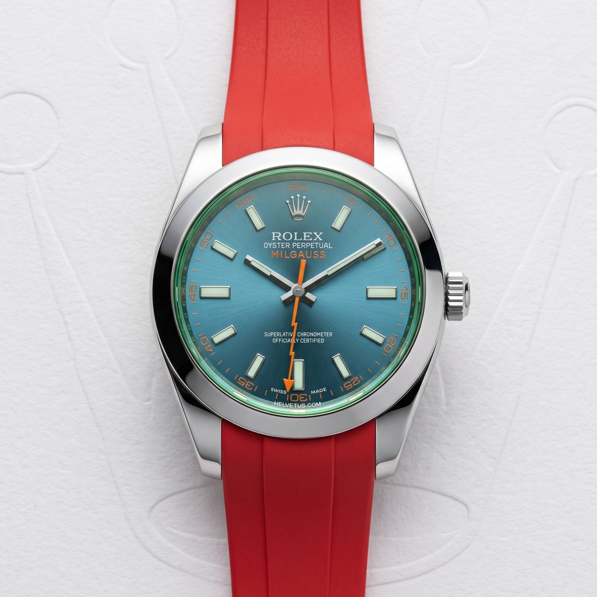 Kautschukarmband für Rolex Milgauss in Rot - Helvetus