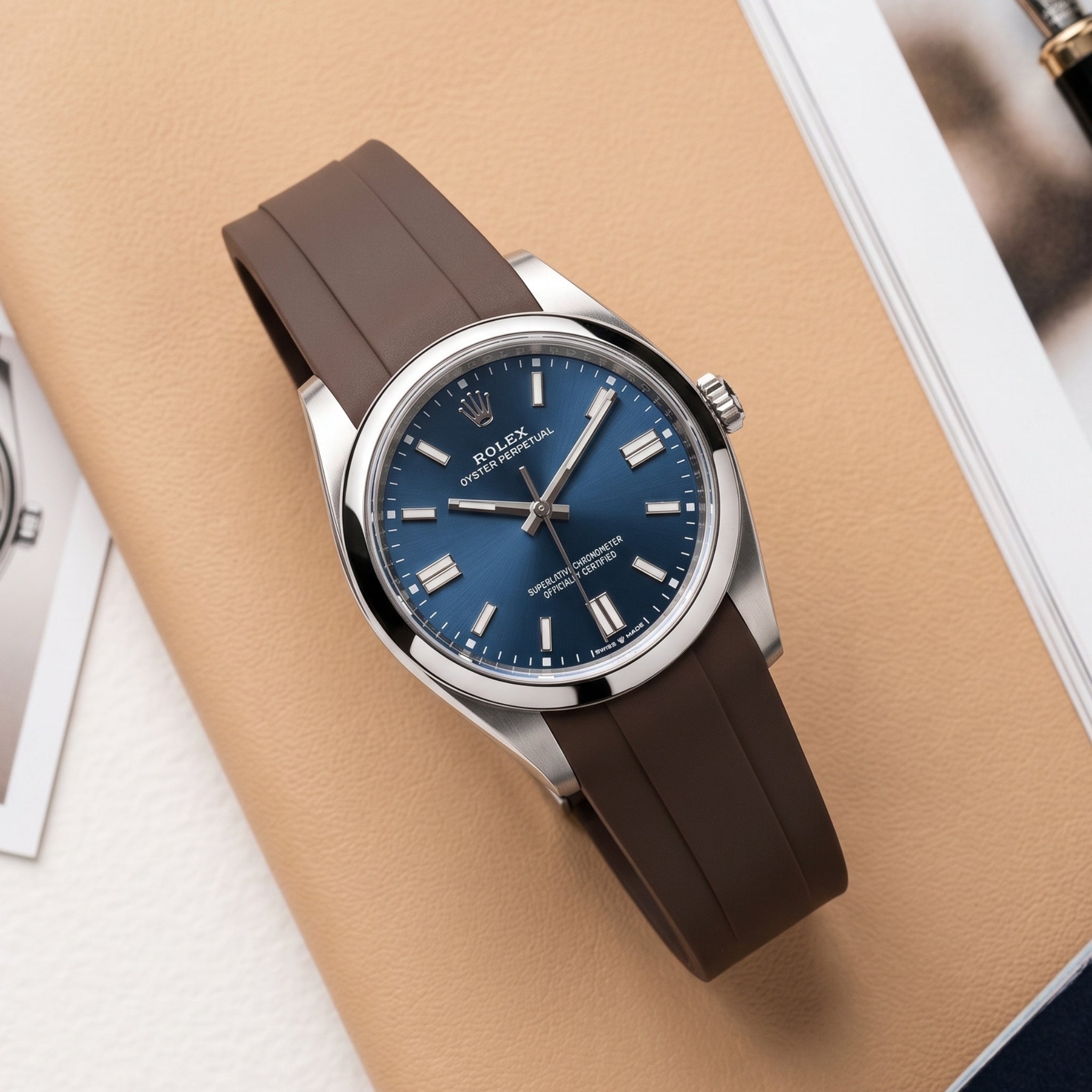 Kautschukarmband für Rolex Oyster Perpetual 36mm – Braun - Helvetus