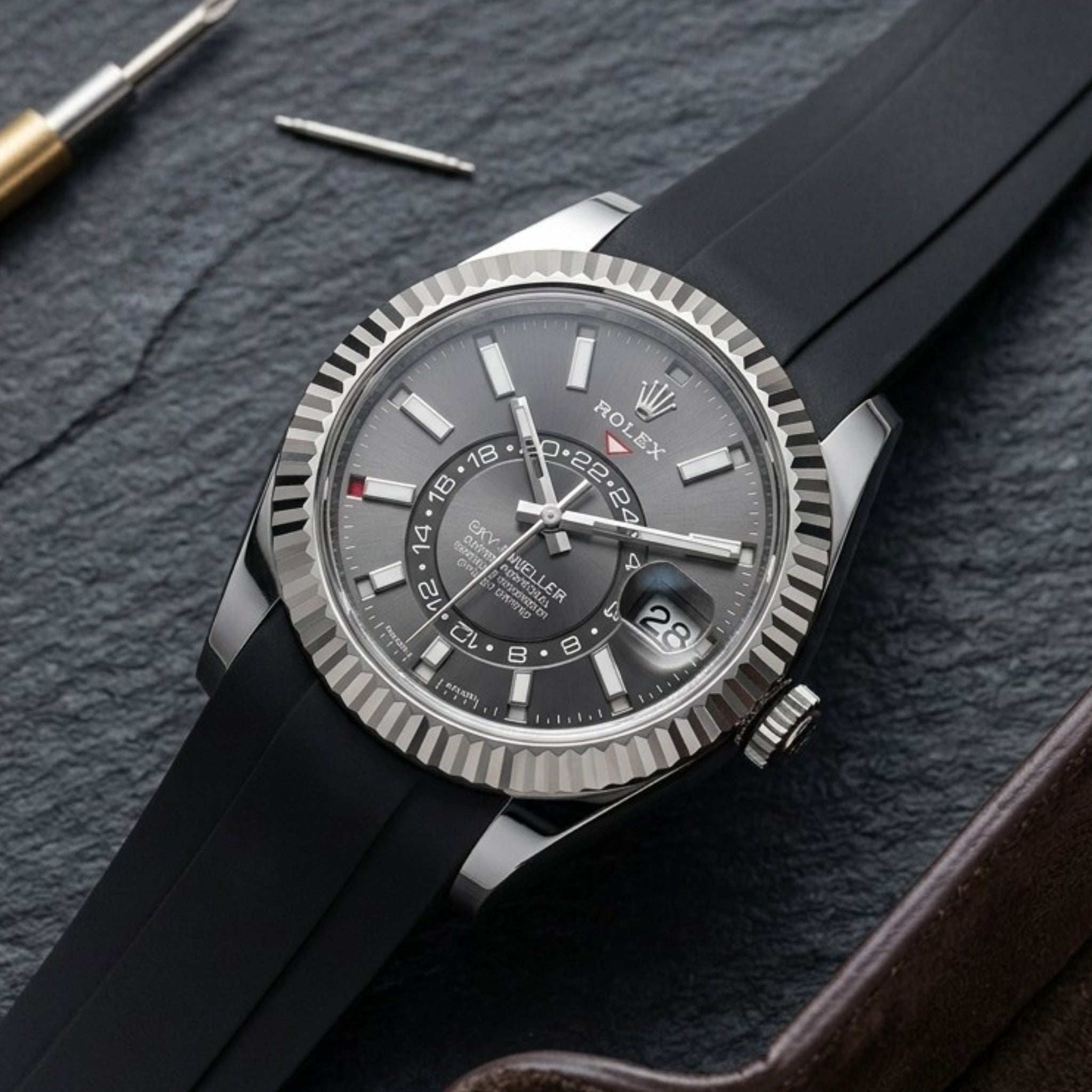 Kautschukarmband für Rolex Sky-Dweller – Schwarz - Helvetus