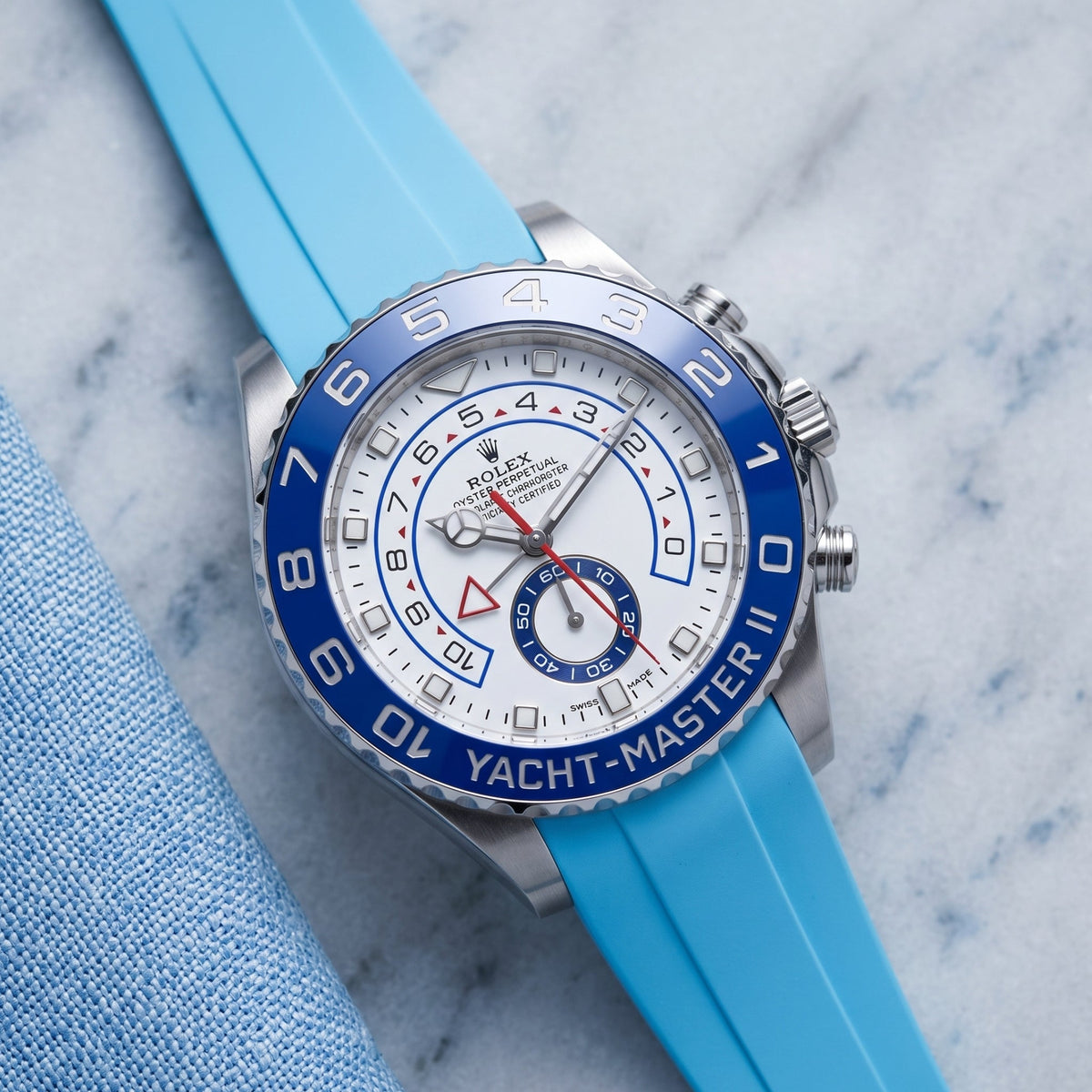 Kautschukarmband für Rolex Yacht-Master II 44mm - Hell Blau - Helvetus