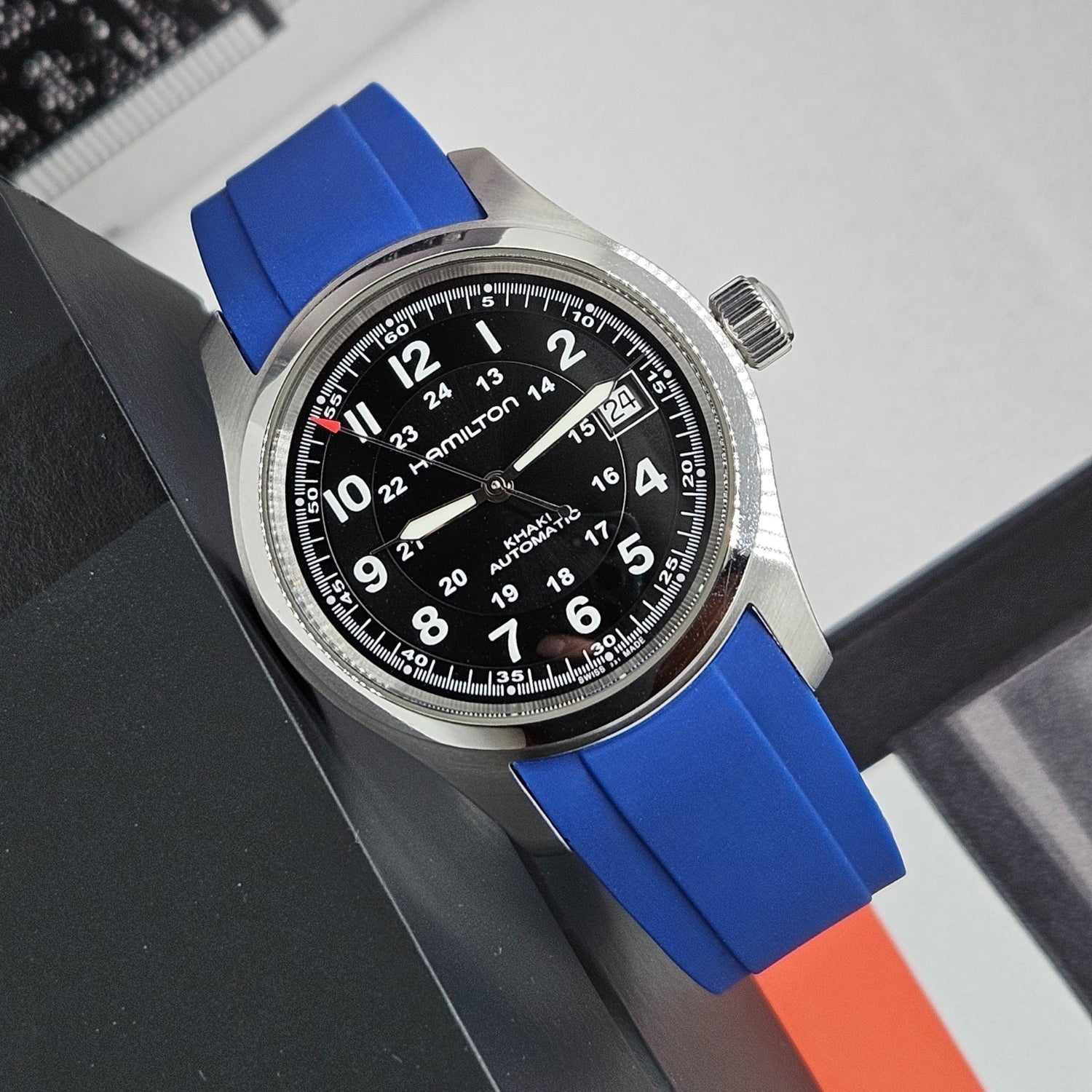 Kautschukarmband für Hamilton Khaki Field (38mm/40mm/42mm) - Blau - Helvetus DE