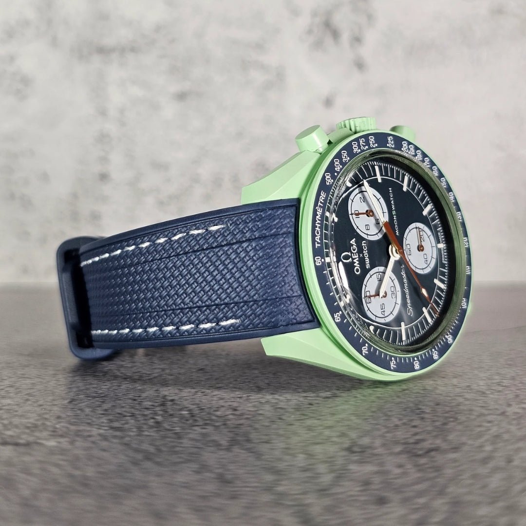 Kautschukarmband – Für Mission on Earth | Omega X Swatch | MoonSwatch – Blau mit Weiß - Helvetus DE