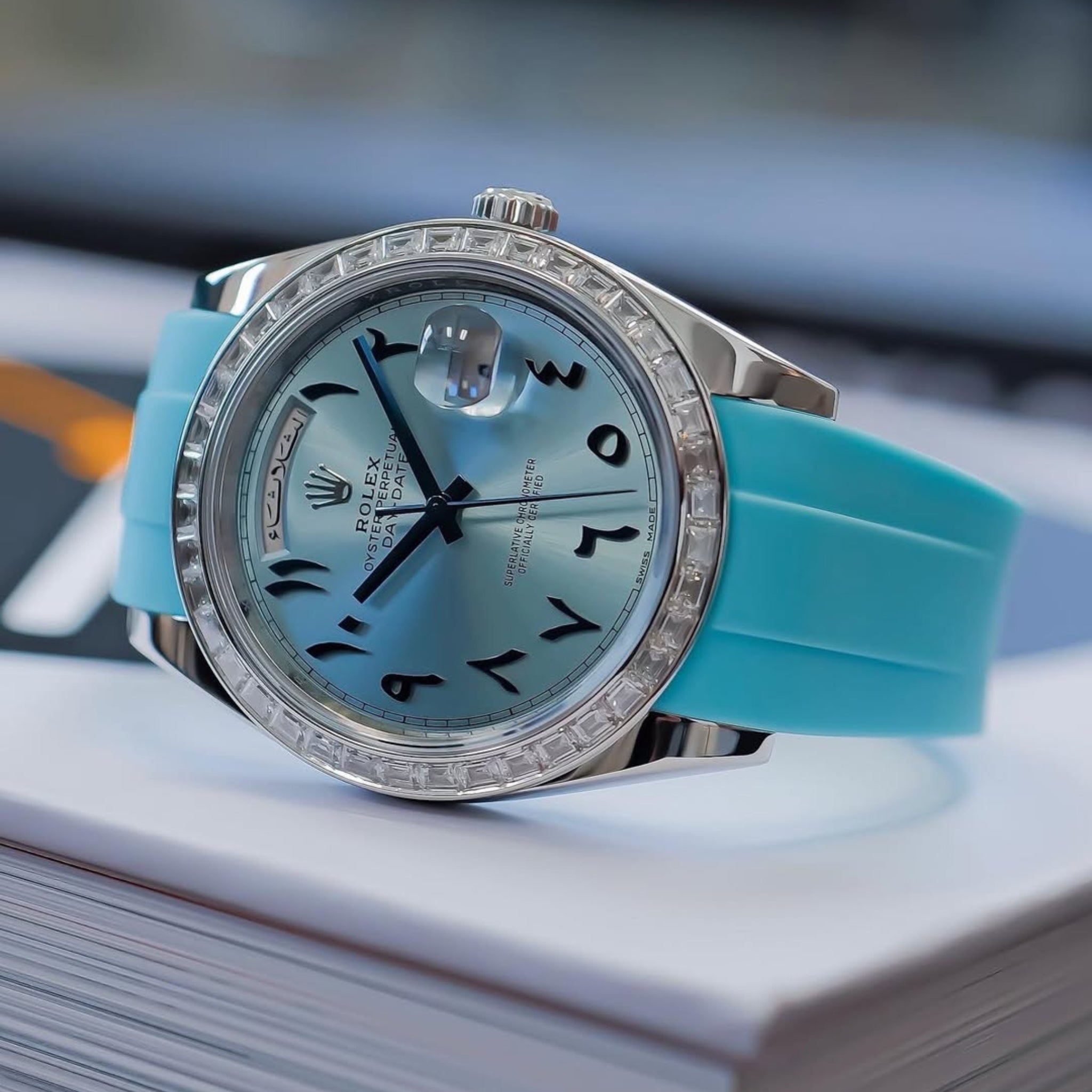 Kautschukarmband für Rolex Day - Date 40mm – Hell Blau - Helvetus DE