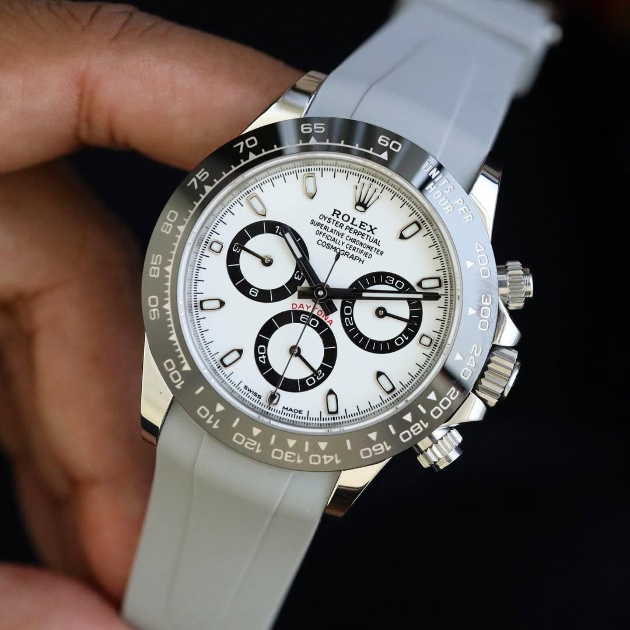Kautschukarmband – für Rolex Daytona – Grau - Helvetus DE