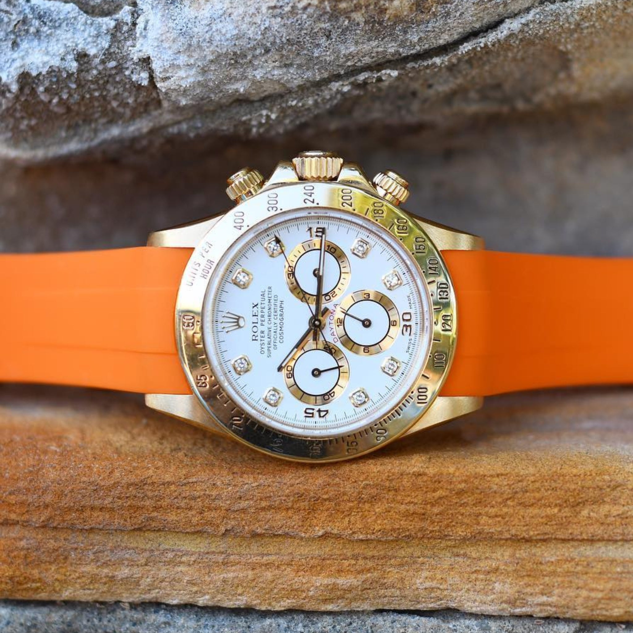 Kautschukarmband – für Rolex Daytona – Orange - Helvetus DE