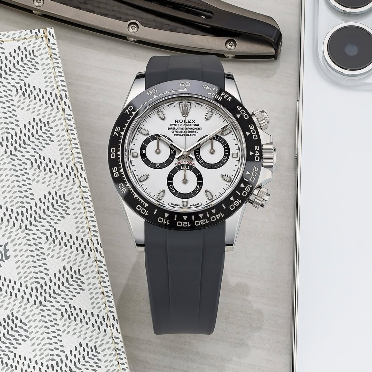 Kautschukarmband – für Rolex Daytona – Schwarz - Helvetus DE