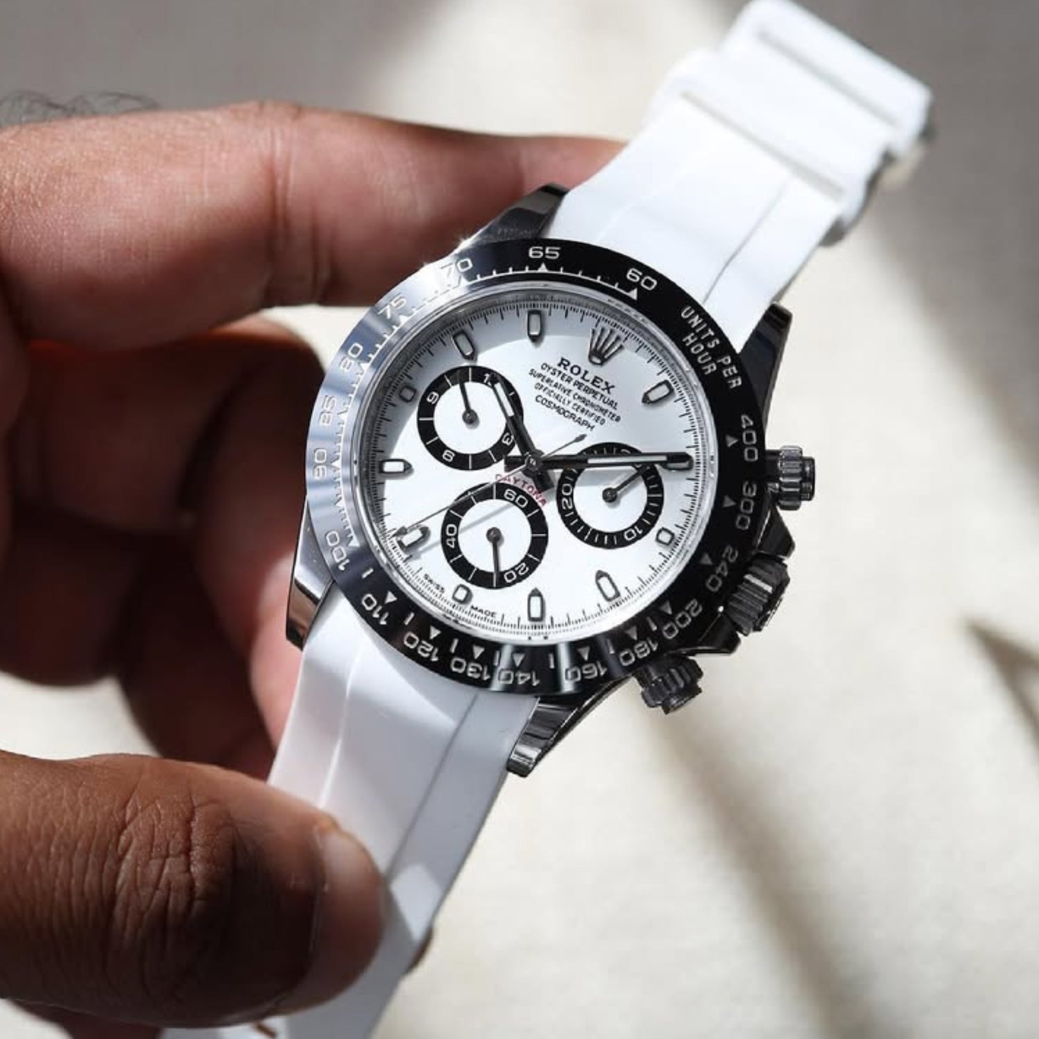 Kautschukarmband – für Rolex Daytona – Weiss - Helvetus DE