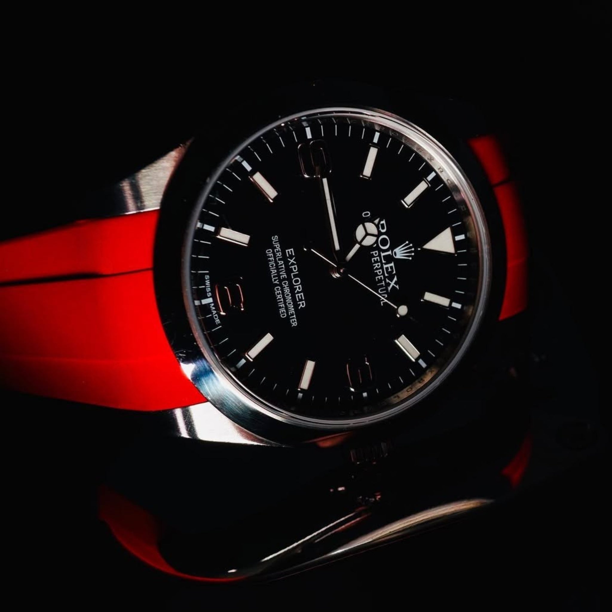 Kautschukarmband für Rolex Explorer I – Rot - Helvetus DE