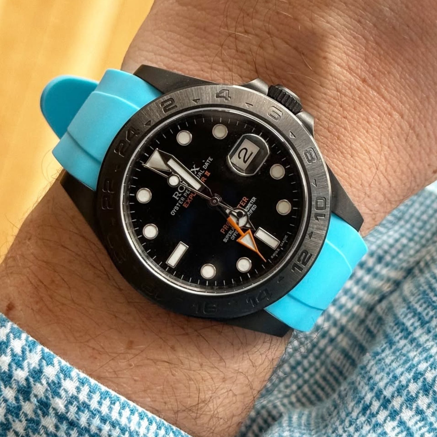 Kautschukarmband für Rolex Explorer II – Hell Blau - Helvetus DE