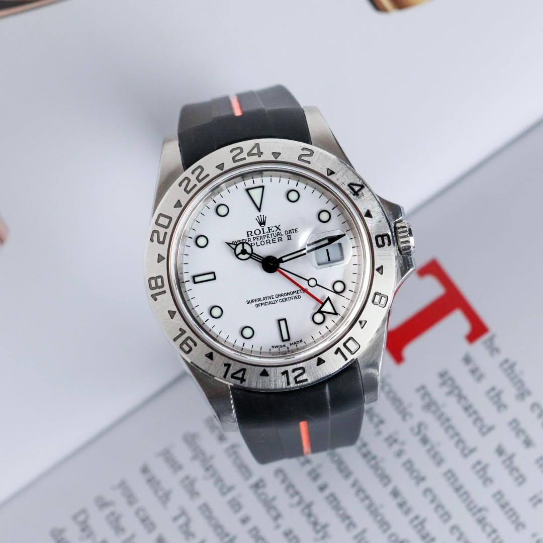Kautschukarmband für Rolex Explorer II – Schwarz/Orange | LuxLine® - Helvetus DE