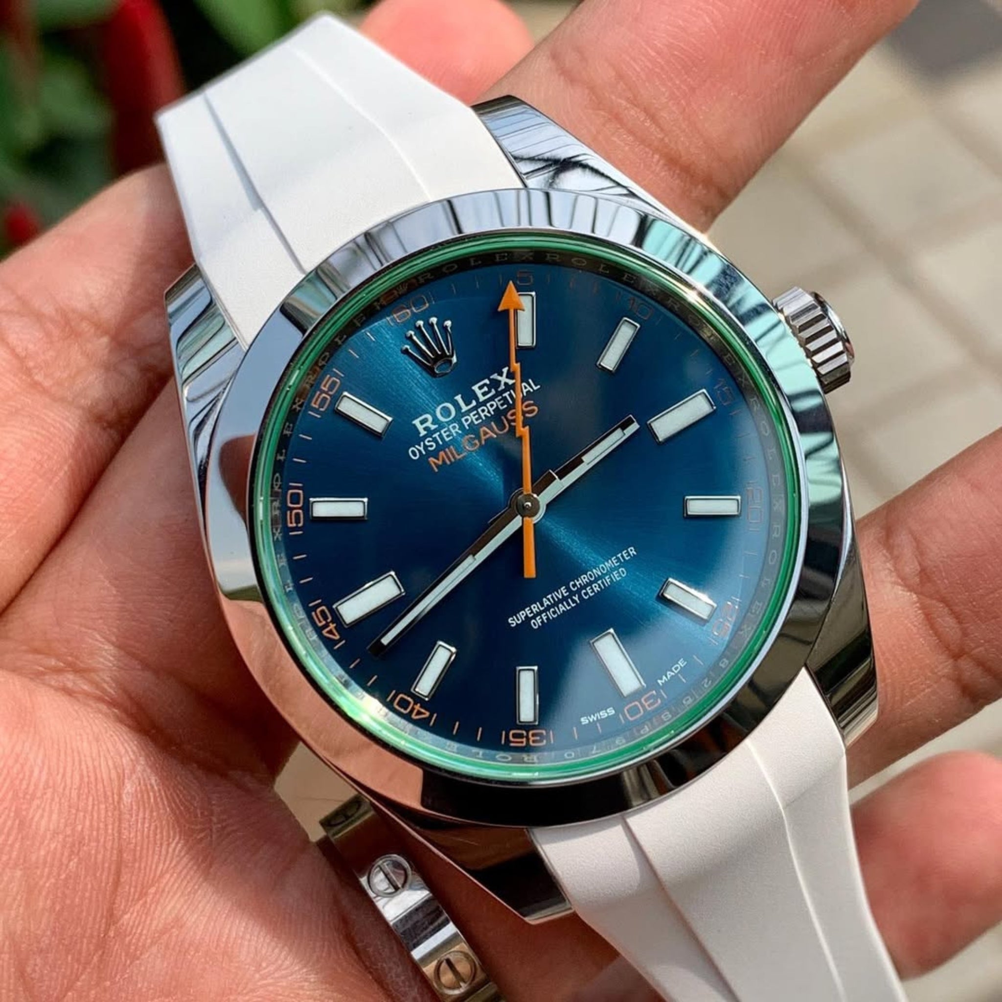Kautschukarmband für Rolex Milgauss in Weiss - Helvetus DE