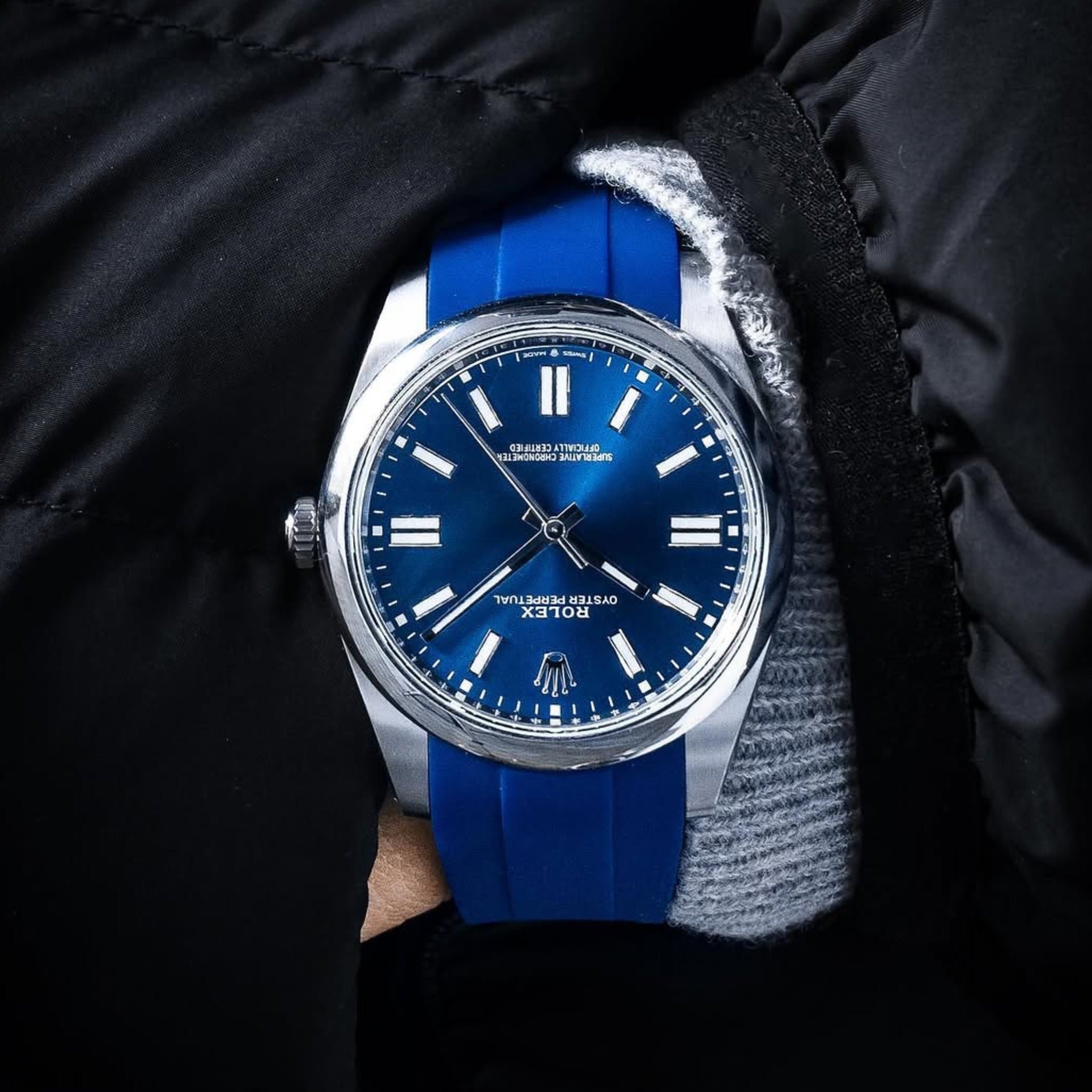 Kautschukarmband für Rolex Oyster Perpetual 41mm – Blau - Helvetus DE