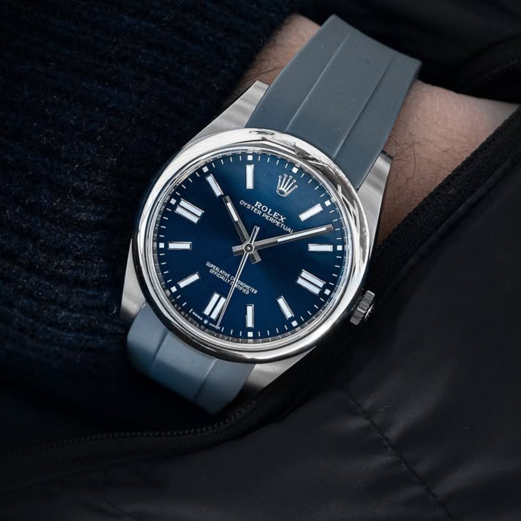 Kautschukarmband für Rolex Oyster Perpetual 41mm – Grau - Helvetus DE