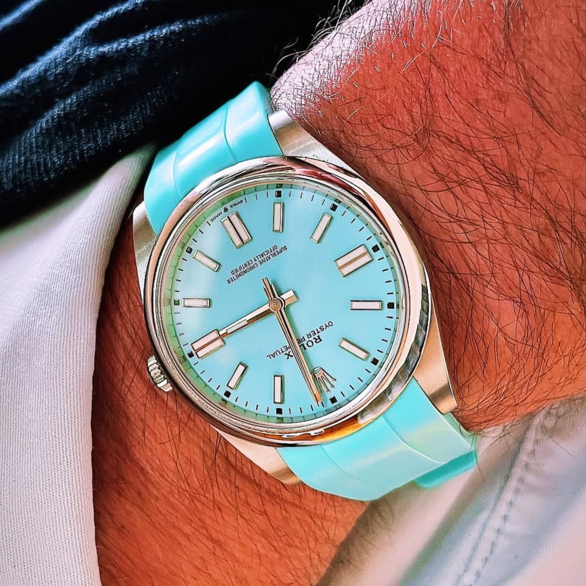 Kautschukarmband für Rolex Oyster Perpetual 41mm – Türkis - Helvetus DE