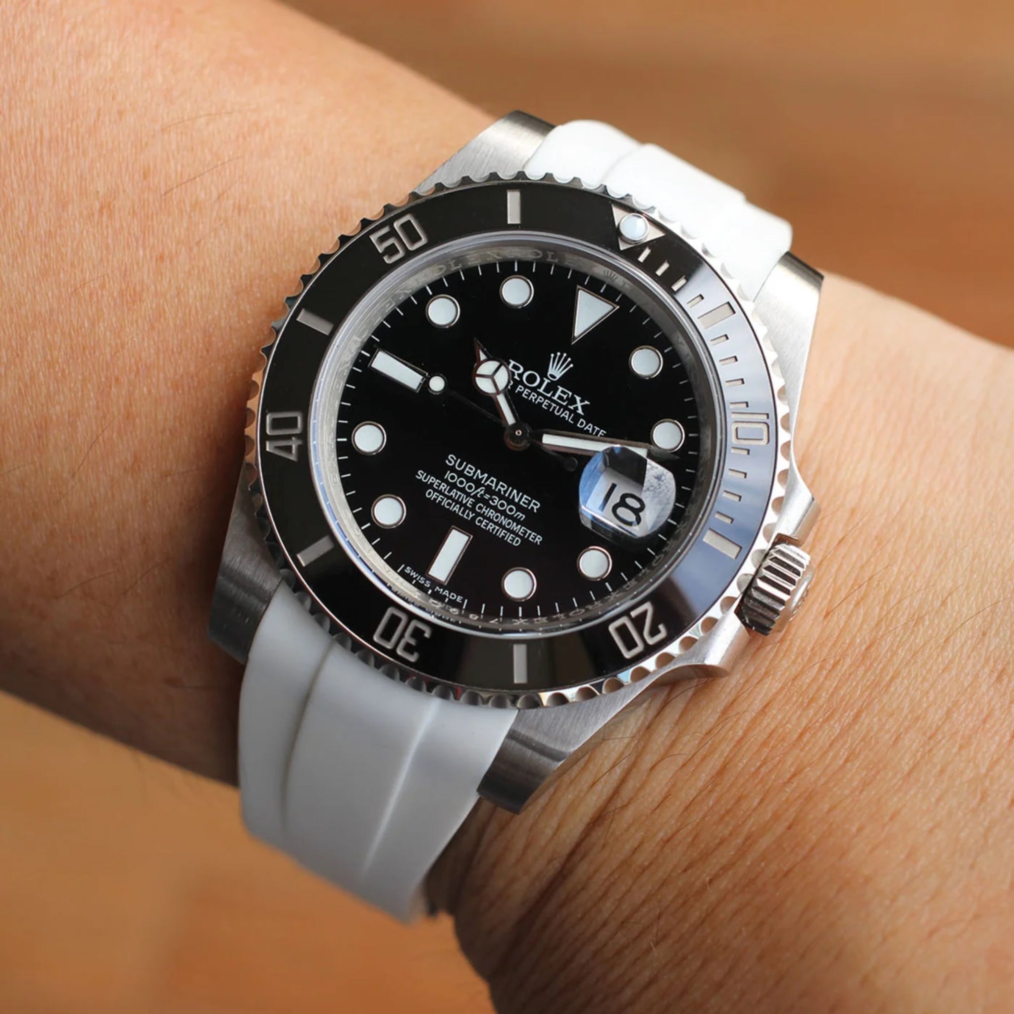 Kautschukarmband – für Rolex Submariner – Weiss - Helvetus DE