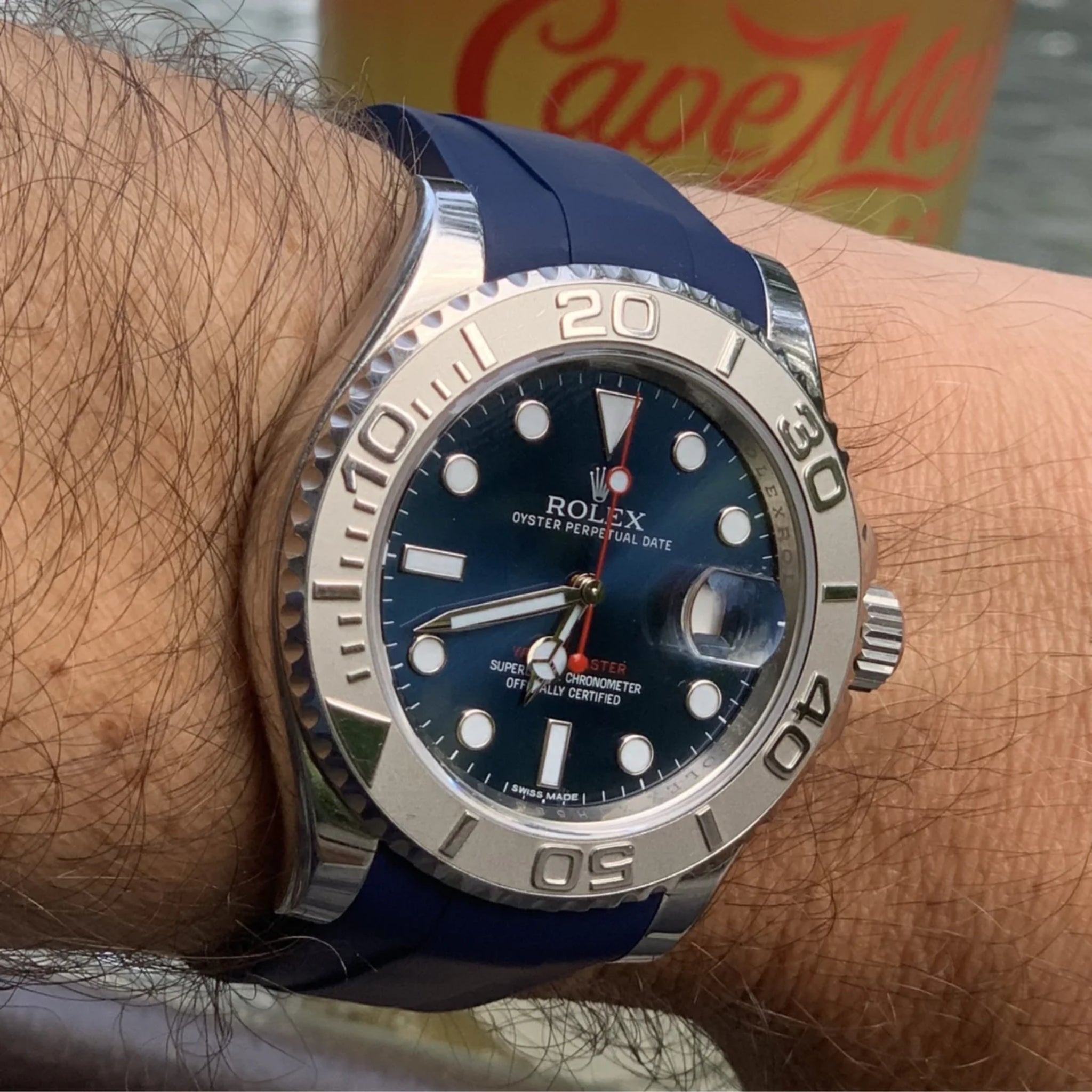 Kautschukarmband für Rolex Yacht - Master 40mm/42mm – Dunkel Blau - Helvetus DE