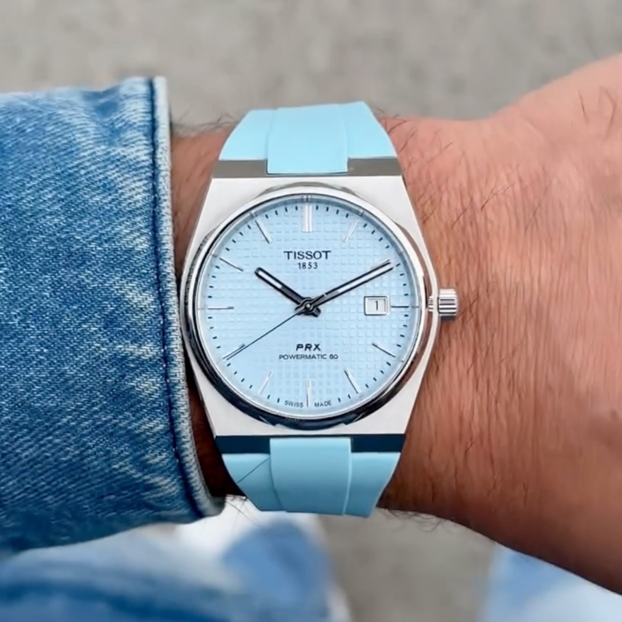 Kautschukarmband – Für Tissot PRX – Hell Blau - Helvetus DE