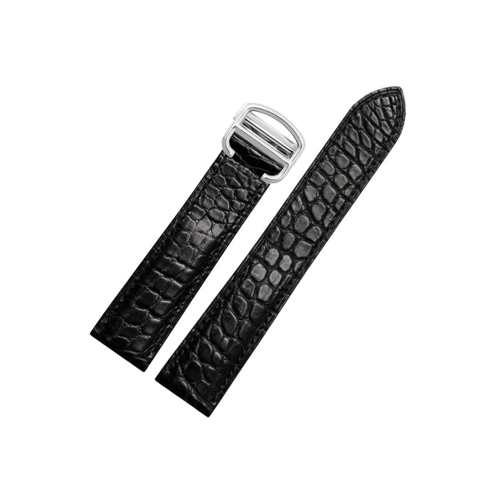 Krokodil Leder Armband - für Cartier Tank Solo - Schwarz - Helvetus DE