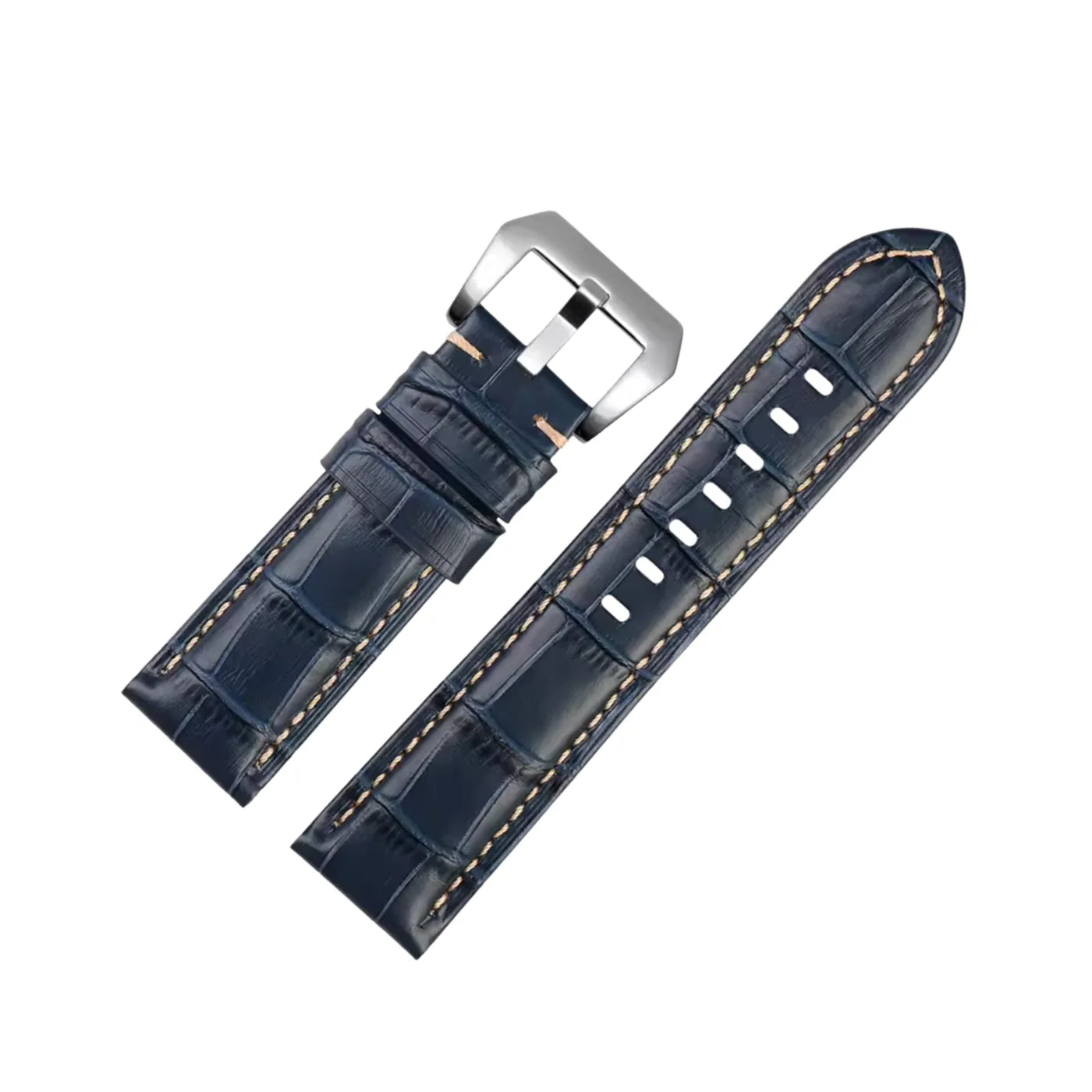 Leder Muster Armband - Für Panerai - Blau/Weiss