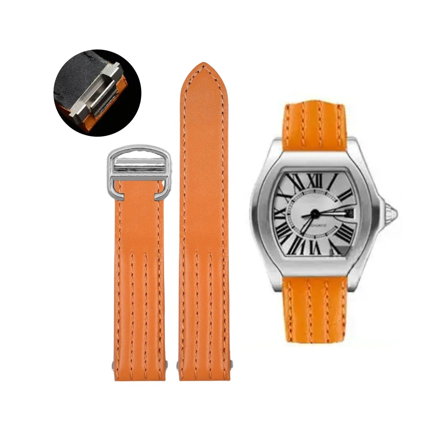 Leder Armband - fur Cartier Roadster - Orange