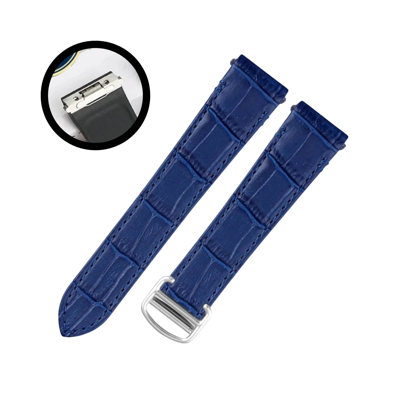 Leder Armband für Cartier Santos Medium/Large – Blau  – Quick Switch/Release