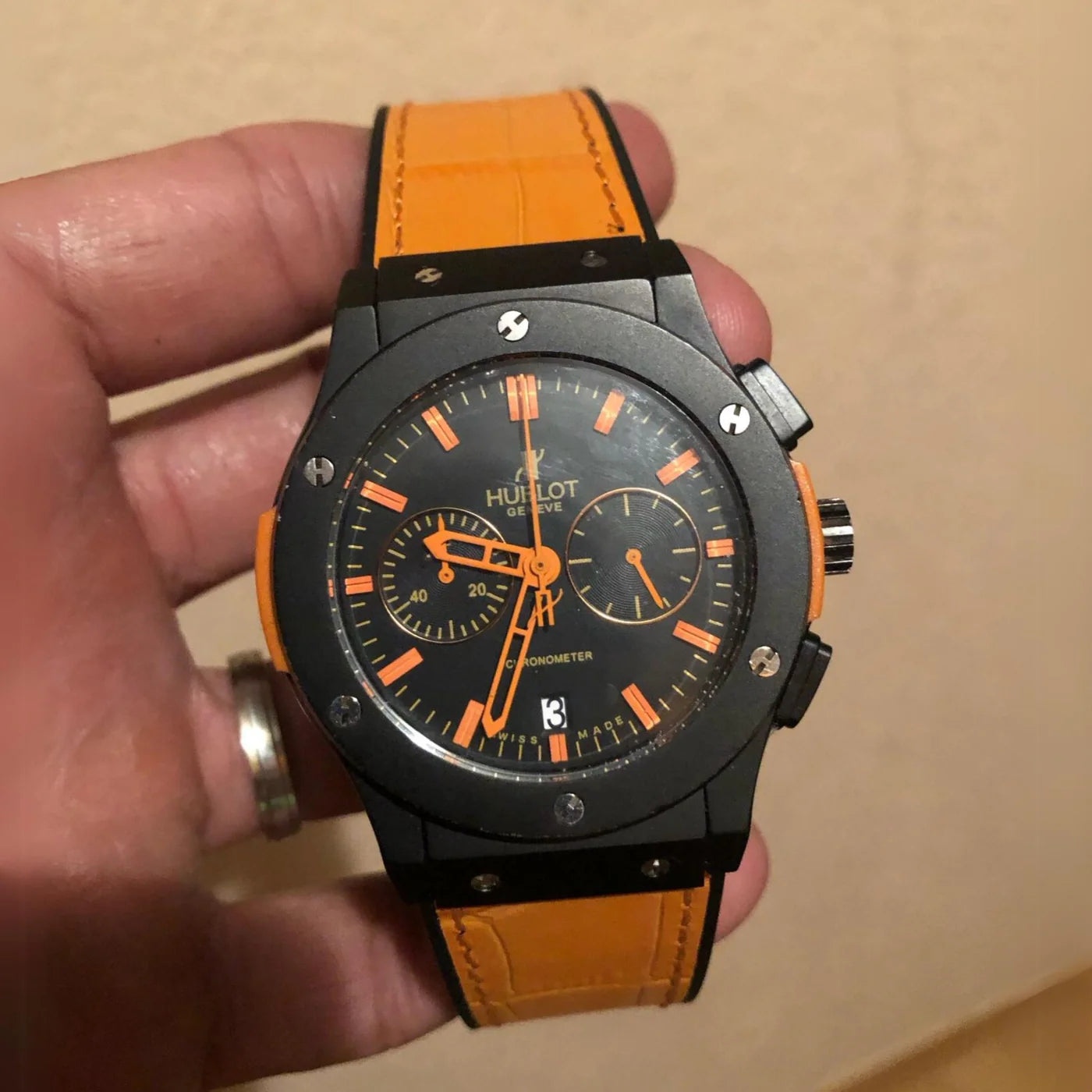 Leder Armband - Für Hublot Big Bang 44mm - Orange