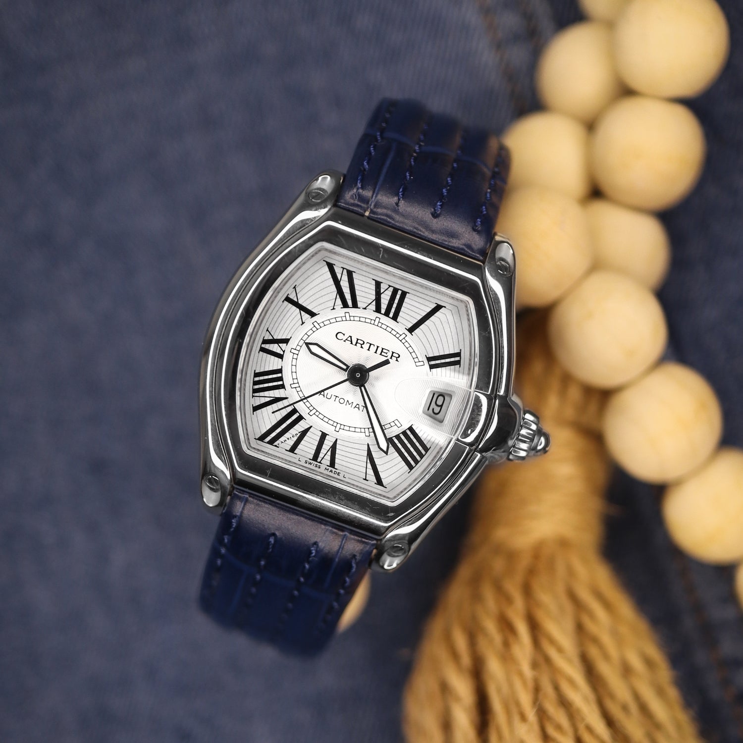Leder Armband - für Cartier Roadster - Blau - Helvetus DE
