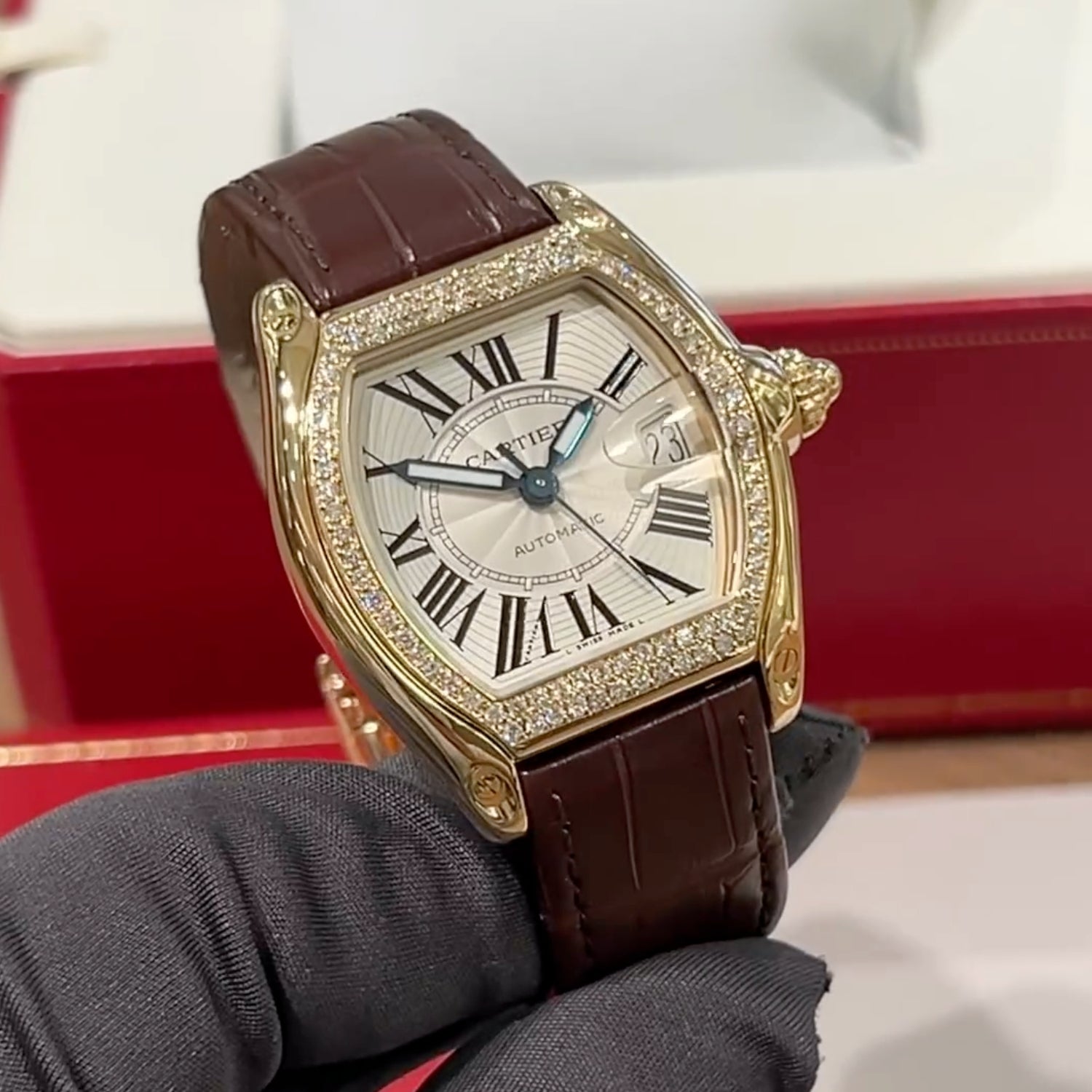 Leder Armband - für Cartier Roadster - Braun - Helvetus DE
