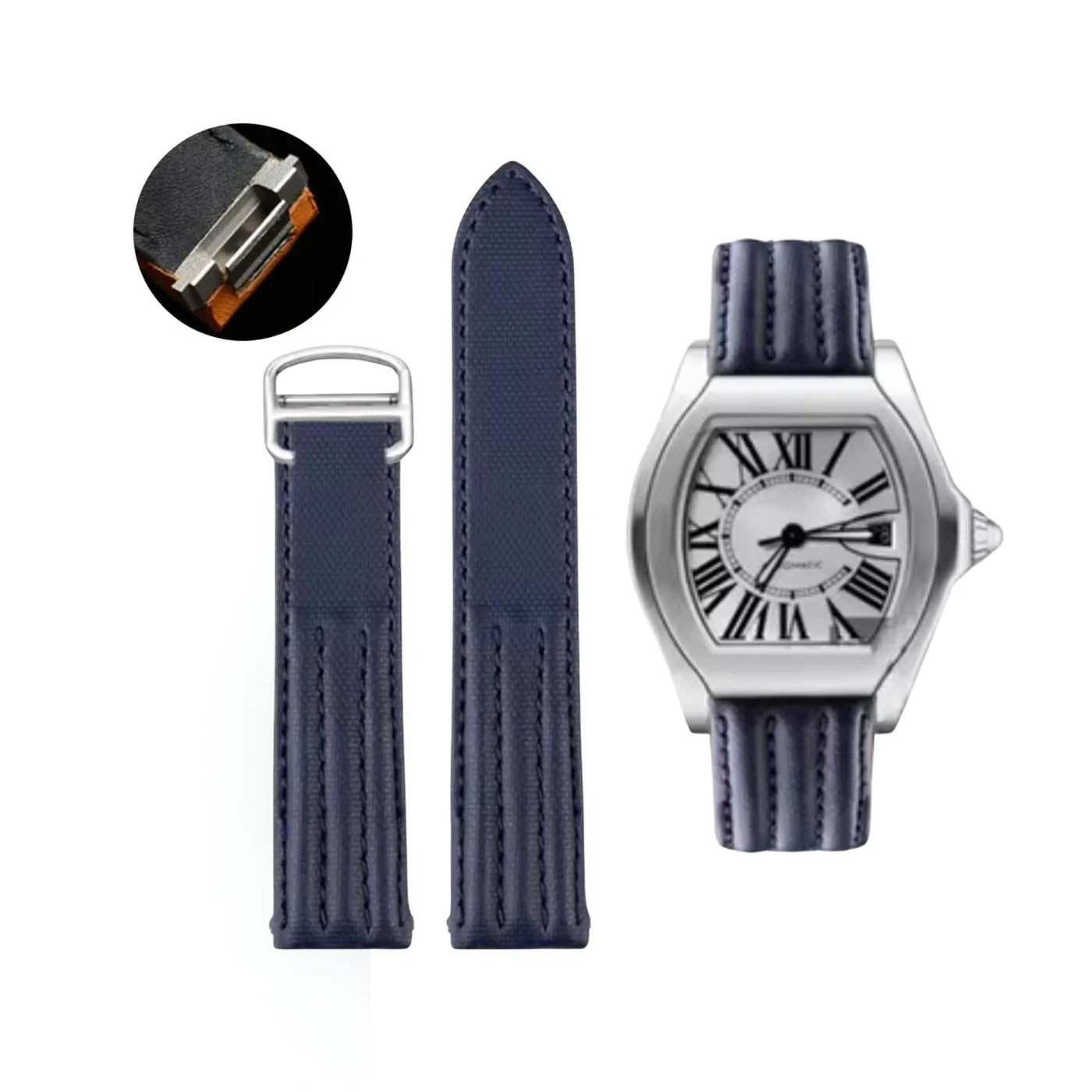 Nylon Strap - For Cartier Roadster - Navy Blue